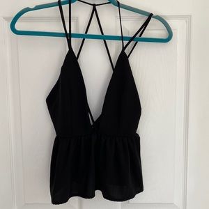 Silence + noise black strappy ruffle top